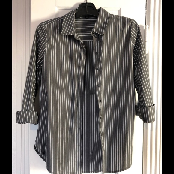 Grey blouse with white stripes - Picture 1 of 3